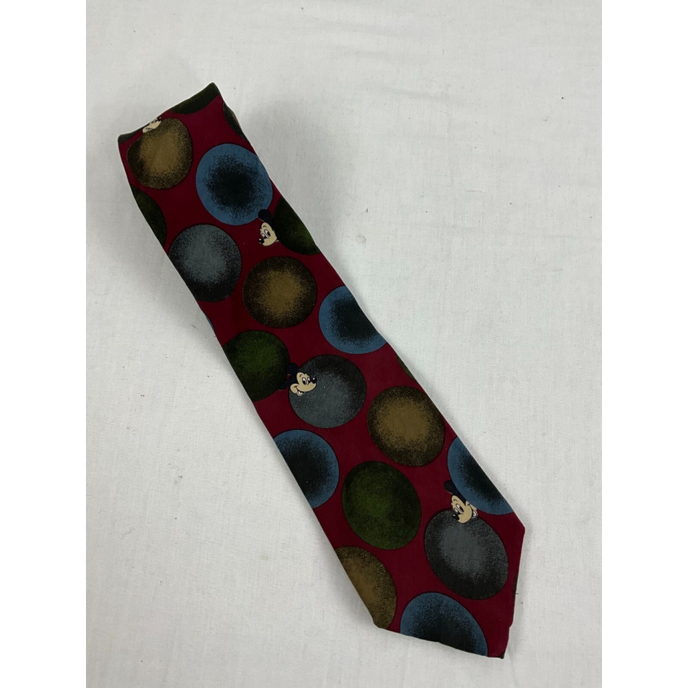 Men’s Disney Originals Mickey Mouse Print w/ Balls Neck Tie Red 58" Long EUC